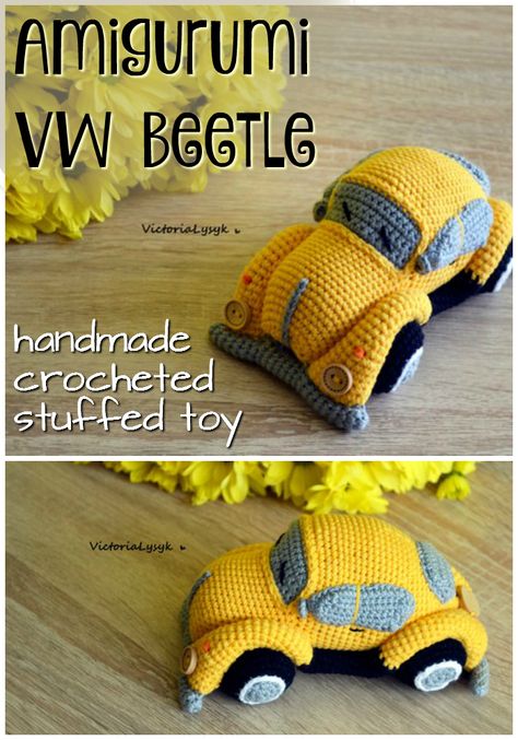 Crochet Vw Beetle, Vw Bug Crochet Pattern Free, Crochet Car Patterns, Crochet Cars, Amigurumi Rabbit, Crochet Car, Pola Amigurumi, Crochet Baby Booties, Vw Bug