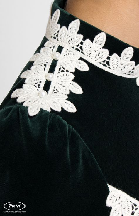 Embroider Ideas, Velvet Dress Designs, Lace Dress Design, Neck Designs For Suits, Fashion Top Outfits, Kurta Neck Design, Dress Neck Designs, Sleeves Designs For Dresses, Kurti Designs Party Wear