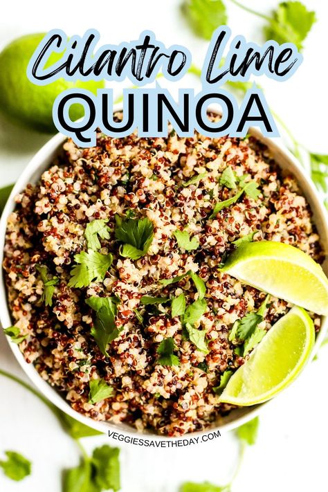 Give quinoa a flavor boost with this easy Cilantro Lime Quinoa recipe. It only requires 5 ingredients and can be prepared on the stove or in an Instant Pot. Enjoy it as a side with your favorite Mexican dishes or in a bowl with beans and vegetables. Beans And Vegetables, Grain Dishes, Cilantro Lime Quinoa, Lime Quinoa, Quinoa Recipe, Vegan Side Dishes, Side Dishes Recipes, Vegan Sides, Instant Pot Pressure Cooker