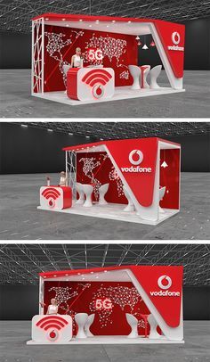 Vodafone Booth Design Creative Exhibition Booth Design, Exhibition Booth Design Ideas, Vodafone Design, Booth Design Ideas, Booth Design Exhibition, Creative Booths, Event Booth Design, Stand Feria, Corporate Event Design