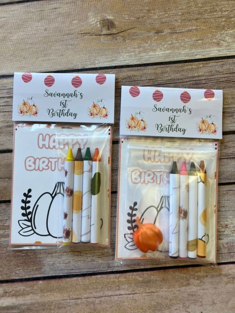 Personalized Party Favors Kids, Pumpkin Crayon, Fall Party Favors, Fall 1st Birthdays, Kids Craft Box, First Birthday Party Favor, 1st Birthday Party Favors, Pumpkin Birthday Parties, First Birthday Favors