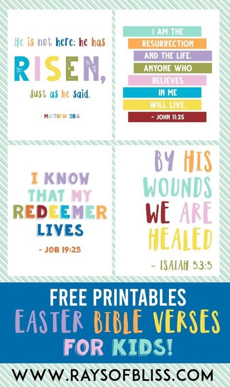 Easter Scriptures For Kids, Easter Bible Verses For Kids, Easter Verses Bible Scriptures, Kids Bible Verses, Easter Scripture Printable, Preschool Bible Verses, Easter Bible Quotes, Printable Bible Verses Free, Easter Speeches