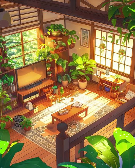 slow-living room⠀⠀ 🔗 https://linktr.ee/whimcity 💻 created with MidJourney & Topaz Gigapixel ⠀⠀⠀⠀⠀⠀⠀⠀⠀ 🔗 #chillvibes 🔗 #studioghibli 🔗 #aiartcommunity 🔗 #animelover 🔗 #animeart 🔗 #sunsetlovers 🔗 #lofi 🔗 #japanlover Studio Ghibli Inspired Living Room, Studio Ghibli Living Room, Ghibli Living Room, Ghibli House Interior, Ghibli House, Cloudy Wallpaper, Room Digital Art, Veranda Cafe, Living Room Illustration