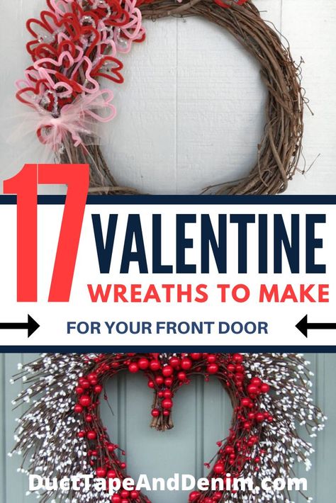 Valentine Wreath Ideas, Diy Grapevine Wreath, Diy Valentines Day Wreath, Valentine Wreath Diy, Ideas Valentines Day, Fun Diy Craft Projects, Valentines Door Hanger, Easy Diy Wreaths, Deco Wreaths