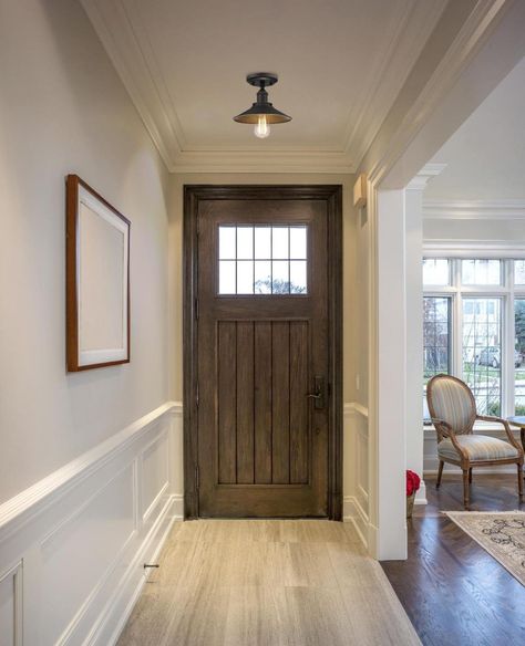 25 Farmhouse Lighting Ideas For Warm And Homely Decors Farmhouse Flush Mount Light, Exterior Entrance, Carved Door, Entrance Way, Interior Sliding Barn Doors, Glass French Doors, Pantry Closet, French Glass, Hallway Designs