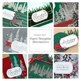 Julie's Stamping Spot -- Stampin' Up! Project Ideas by Julie Davison: October 2021 Paper Pumpkin: 5 Alternative Peaceful Christmas Projects Make Christmas Cards, Paper Pumpkin Alternatives, Peaceful Christmas, Die Cut Boxes, Paper Pumpkin Stampin Up, Stampin Up Paper Pumpkin, Spellbinders Cards, Pumpkin Ideas, Cake Card