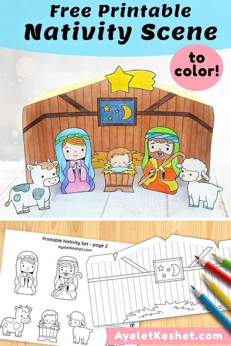 Diy Nativity Set, Printable Nativity Scene, Nativity Activities, Nativity Printables, Printable Nativity, Nativity Scene Crafts, Nativity Activity, Toddler Bible, Nativity Coloring Pages