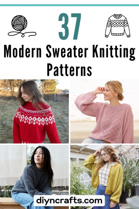 37 Modern Sweater Knitting Patterns Easy Knit Sweater Pattern Free, Free Knitting Patterns For Women Sweater, Simple Sweater Pattern, Pullover Sweater Knitting Pattern, Modern Sweater, Chunky Knit Sweater Pattern, Free Knitting Patterns For Women, Sweater Tutorial, Knitting Sweaters