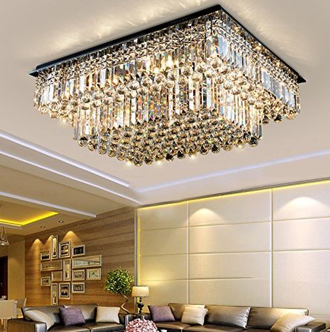 Ceiling Lights Uk, Modern Flush Mount Ceiling Light, Chandeliers For Living Room, Chandelier Large, Chandelier Lighting Modern, Luxury Chandeliers, Rectangular Chandelier, Decor Lights, Modern Bedroom Interior