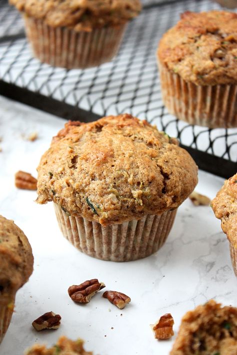 The Best Zucchini Muffins || Dense, delicious zucchini muffins made with chopped pecans, grated zucchini, cinnamon, sour cream, and brown sugar. | mondaysundaykitchen.com #mondaysundaykitchen #zucchini #zucchinimuffins #bestzucchinimuffins #bestmuffinsrecipe #bestzucchinirecipes Zucchini Date Muffins, Zucchini Muffins Recipes, Best Zucchini Muffins, Muffins With Pecans, Zucchini Dessert, Superfood Snacks, Sour Cream Muffins, Date Muffins, Zucchini Muffin Recipes