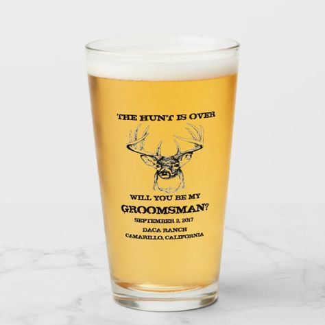 Groomsmen gifts THE HUNT IS OVER groomsmen pilsner Glass - Bachelor Party gifts Funny Groomsmen Gifts, Diy Groomsmen Gifts, Groomsmen Glasses, Bridesman Gifts, Groomsmen Beer, Groomsman Proposal, Groomsmen Gifts Unique, Be My Groomsman, Cards Easy