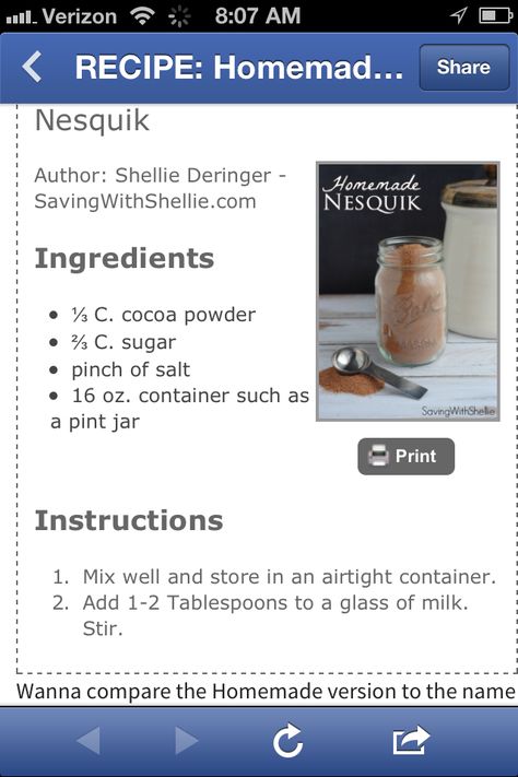 Nesquik recipe Diy Nesquik Powder, Homemade Nesquik Powder, Nesquik Recipes, Thrifty Recipes, Pineapple Dessert Easy, Baking Mix Recipes, Air Fryer Recipes Snacks, Homemade Dry Mixes, Coffee Creamers