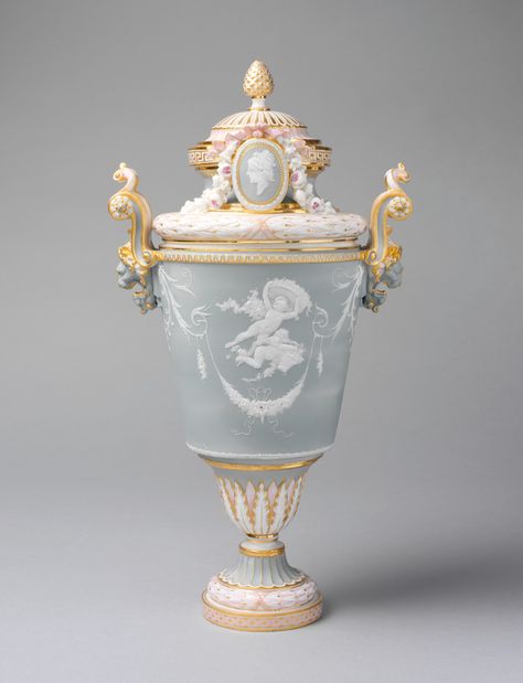 Vase with Cover  Sèvres Manufactory  (French, 1740–present) French Rococo, Antique Vase, Keramik Vase, Antique Porcelain, Objet D'art, Neoclassical, Fine Porcelain, Porcelain Vase, Absinthe Fountain