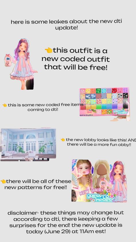 dress to impress leaks you need to know before the update! #leaks #dti #cool #dresstoimpresssummer #dresstoimpressoutfitcompos #fyp Free Items, Need To Know, More Fun, New Dress, Dress To Impress