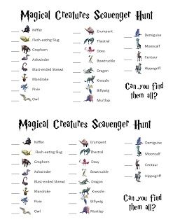 Harry Potter Magical Creatures, Harry Potter Treasure Hunt Printable, Harry Potter Guess Who Printable Free, Quidditch Game For Kids, Harry Potter Educational Decree Printable, Harry Potter Scavenger Hunt, Harry Potter Events, Harry Potter Ministry Of Magic Printable, Fantastic Beasts Creatures