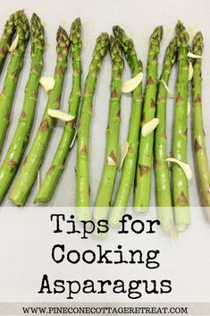 Now is the time to cook this delicious spring vegetable. Take a look at these easy tips for cooking tender asparagus. Enjoy asparagus for dinner tonight. Cooking Asparagus, How To Make Asparagus, Tender Asparagus, Ways To Cook Asparagus, Asparagus Seasoning, Tips For Cooking, Asparagus Recipes, Cottage Retreat, How To Cook Asparagus