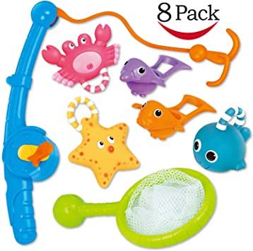 $13 #Amazon.com: Bath Toy, Fishing Floating Squirts Toy and Water Scoop with Organizer Bag(8 Pack), KarberDark Fish Net Game in Bathtub Bathroom Pool Bath Time for Kids Toddler Baby Boys Girls, Bath Tub Spoon: Toys & Games Pool Toys For Kids, Bathroom Toys, Fishing Toys, Bath Toys For Toddlers, Toddler Bath, Bathtub Toys, Pink Fish, Baby Bath Toys, Bath Toy