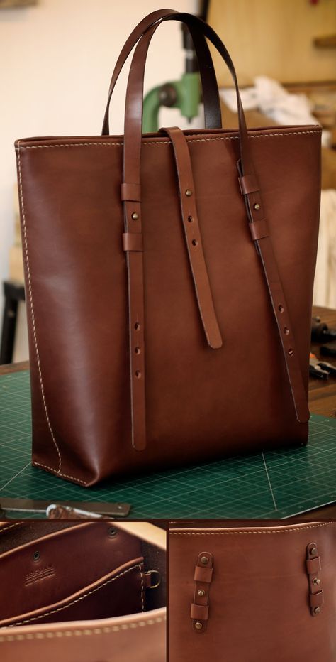 Sac En Cuir Diy, Custom Leather Bag, Tas Laptop, Handmade Leather Tote, Tas Bahu, Leather Bag Pattern, Tas Fashion, Vintage Leather Bag, Leather Projects