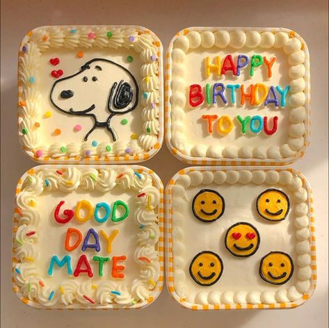 Snoopy Cake, Awesome Cookies, Cupcake Boutique, Box Cakes, 14th Birthday Cakes, Cube Cake, Rectangle Cake, Bento Cakes, Pretty Desserts