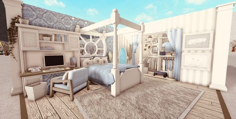 Bloxburg blue bedroom cluttered but clean Blue Bloxburg Bedroom, Aesthetic Blue Bedroom, Bloxburg Bedroom, Aesthetic Blue, Blue Bedroom, Bedroom, Blue