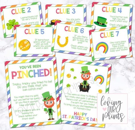 Leprechaun Notes for Kids – St. Patrick’s Day Free Printable St Pattys Day Scavenger Hunt, Scavenger Hunt School, St Patricks Day Classroom, Leprechaun Scavenger Hunt, Classroom Scavenger Hunt, Kids St Patricks Day, Chocolate Gold Coins, Leprechaun Trap, St. Patrick’s Day