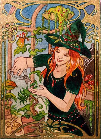 Beautiful garden Witch by IllustratedAtc's member Blanche Nault. Witch Garden Illustration, Garden Witch Art, Inktober Inspiration, Witch Life, Garden Witch, Witch Drawing, Profile Art, Fb Profile, Witch Garden