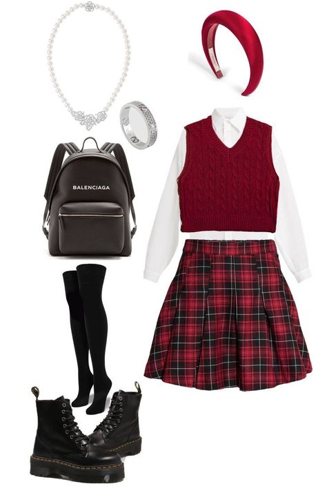 Red And White Outfit Casual, Red White And Black Outfits, Clueless Outfits Inspiration, Cute Christmas Outfits For Women, Heart Outfit, Clueless Outfits, Blair Waldorf, Looks Chic, Kpop Fashion Outfits