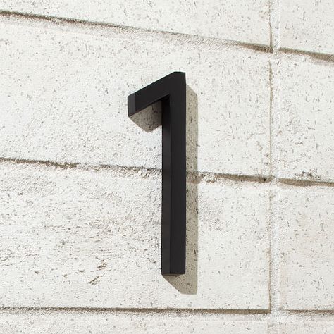 house numbers: CB2 Search Results Matte Black House, California King Platform Bed, Modern House Number, House Number Plaque, Mounted Mailbox, Beach Cottage Decor, Mirror Painting, House Number, Mirror Art