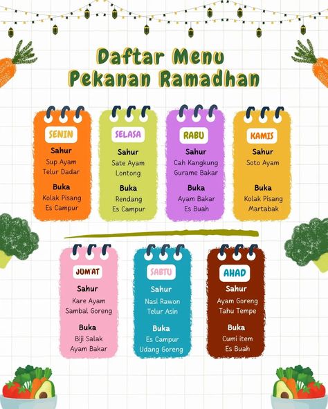 Ramadhan Food Preparation Indonesia, Meal Plan Indonesia, Tutorial Masak, Menu Sahur, Menu Buka Puasa, Healthy Food Menu, Buka Puasa, Resep Diet, Healthy Menu