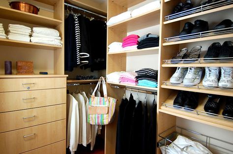 Solve Your 4x4 Closet Woes With Custom Design | Closet America 4x4 Closet, Slanted Ceiling Storage, Diy Closets, Closet Organization Accessories, Walk In Closet Layout, Contemporary Closet, Closet Island, Closet Clutter, Custom Closet Design