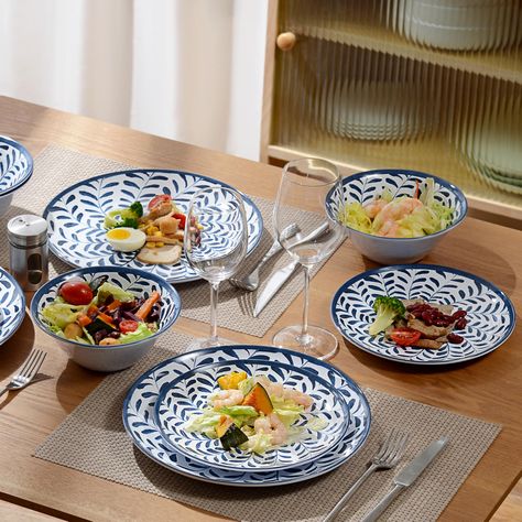 PRICES MAY VARY. 12PCS Plates and Bowls Set:This dinnerware set includes 4 pieces 11 inch dinner plates, 4 pieces 9 inch dessert plates, and 4 piece 7.5 inch all-purpose bowls. Healthy Dinnerware Set: This Dish Set is BPA free and non-toxic. You can use it with complete peace of mind, especially when serving food to your loved ones. Non breakable Dinnerware: It is incredibly durable, no need to worry that accidental bumps will cause them to break into pieces. Indoor and Outdoor Uses:It is very l