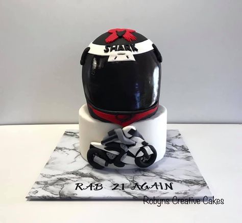 Motorbike helmet and portrait birthday cake Agv Helmet, Helmet Cake, Motorbike Cake, Agv Helmets, Motorbike Helmet, Creative Cakes, Birthday Cake, Cake, Birthday