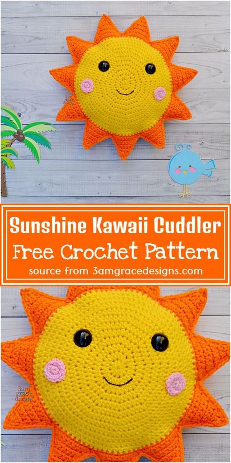 Crochet Cuddler, Crochet Sunshine, Animal Pillows Pattern, Crochet Cushion Covers, Unique Crochet Patterns, Kawaii Pillow, Crochet Pillow Patterns Free, Crochet Feather, Spring Crochet