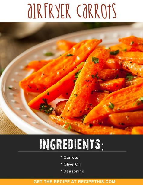 #Airfryer Recipes | Airfryer Carrots Recipe from RecipeThis.com Roasted Glazed Carrots, Glazed Carrots Recipe, Roasted Carrots Recipe, Honey Roasted Carrots, Carrots Recipe, Baked Carrots, Dinner Today, Diner Recept, Glazed Carrots