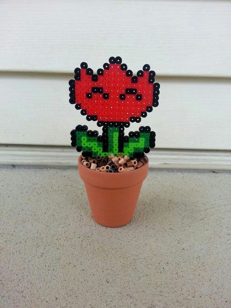 Mario Plant, Plant Desk, Nerdy Decor, Comic Book Wedding, Perler Beads Ideas, Desk Plant, Baby Superhero, Hamma Beads, Diy Perler Bead Crafts