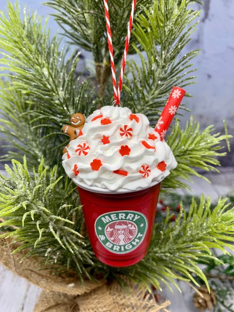 Starbucks Ornaments, Cup Ornaments, Starbucks Crafts, Christmas Bazaar Ideas, Faux Whipped Cream, Candy Cups, Amazing Christmas Trees, Faux Food, Food Ornaments