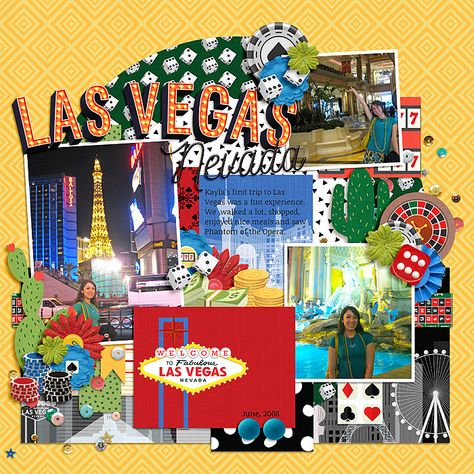 Vegas Scrapbook Layouts, Vegas Scrapbook, Scrapbook Planning, Scrapbooking Layouts Travel, Travel Scrapbook Pages, Nevada Travel, Las Vegas Trip, Memory Scrapbook, Scrapbook Sketches