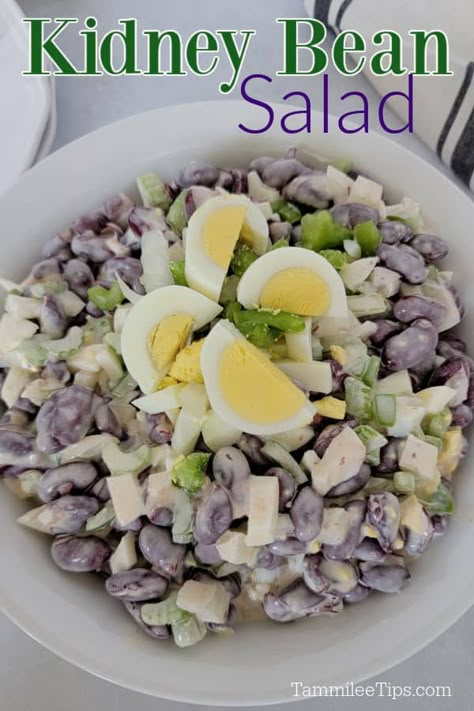 Kidney Bean Salad With Eggs, Bean Salad Recipes Easy, Salad Potluck, Red Bean Salad, Easter Salad Recipes, Ww Salads, Kidney Bean Salad, Greek Cucumber Salad, Bean Salads