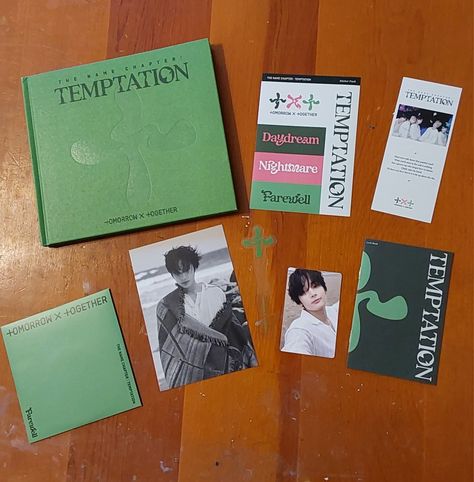 txt temptation album aesthetic farewell version 💚💗 Txt Temptation Farewell, Txt Temptation Concept, Txt Temptation Album Cover, Temptation Farewell, Txt Album Aesthetic, Temptation Album Txt, Txt Temptation Tracklist, Txt Albums Aesthetic, Txt Name Chapter Temptation