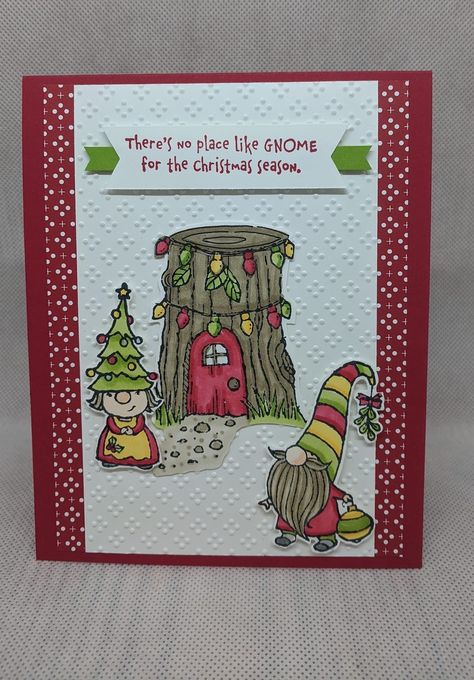 Gnome For The Holidays Cards, Stampin Up Gnome Christmas Cards, Gnome Cards, Gnome For The Holidays, Christmas Card Inspiration, Holiday Stamping, Homemade Christmas Cards, Bee Cards, Stampin Up Christmas Cards