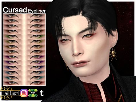 Eyeliner Male, Alt Boy Makeup, Boys Eyeliner, Sims Cc Makeup, Punk Eyeliner, Sims 4 Makeup, Goth Male, Sims 4 Cc Goth, Mod Makeup