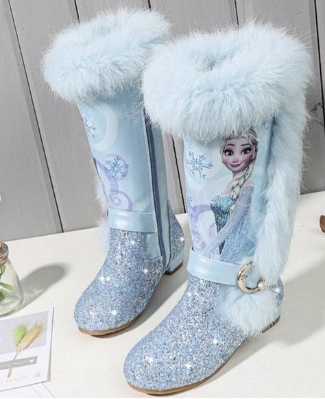 These Frozen Boots Are The Best Way to Keep Warm This Winter Alat Makeup, Girls High Heels, Zip Lining, Princess Kids, Fur Shoes, Abstract Designs, Winter Girls, Children Shoes, Boot Brands