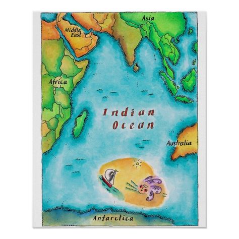 Indian Ocean Map, Map Cake, Ocean Drawing, Geography For Kids, Ocean Poster, Ocean Canvas, Route Map, East Africa, Digital Art Girl