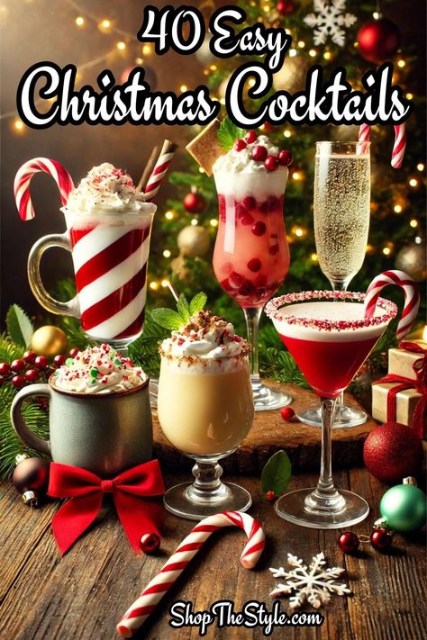 Festive Christmas Cocktails to Celebrate the Season - Shop The Style Festive Christmas Cocktails, Christmas Cocktails Aesthetic, Xmas Cocktail Party, Easy Christmas Cocktail, Christmas Cocktails Vodka, Cranberry Mimosas, Christmas Vodka, Christmas Cocktail Recipes, Holiday Cocktails Christmas