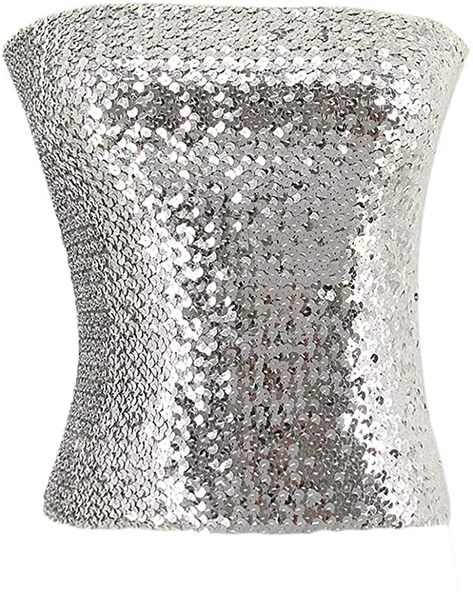 Amazon.com: Naimo Women's Sparkly Bling Sequin Tube Top Sexy Stretchy Crop Top Party Costume Clubwear Camisoles (Red Blue White) : Clothing, Shoes & Jewelry Sequin Tube Top, Tube Top Bra, Bling Party, Stretchy Crop Tops, Top Strapless, Bandeau Crop Top, Sequin Crop Top, Rave Party, Top Bra