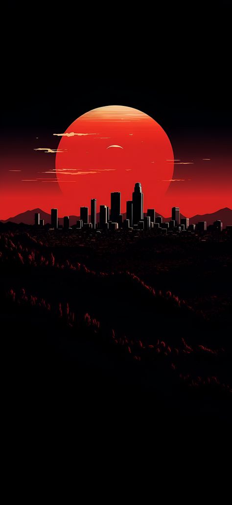 Los Angeles Skyline: Dramatic Red Aesthetic Wallpaper iPhone sunset phone wallpaper #zicxa-photos #zicxa #images #background #wallpaper #freepik #shutterstock #VN Black And Red Aesthetic Wallpaper, Casual Wallpaper, Red Aesthetic Wallpaper Iphone, Red Aesthetic Wallpaper, Dramatic Background, Android Wallpaper Black, Captivating Aesthetic, Cityscape Wallpaper, Los Angeles Skyline