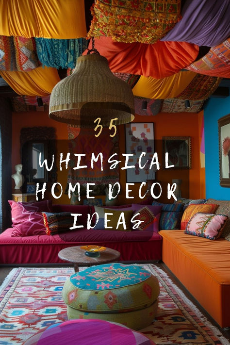 Looking to add some magic to your living space? I’ve got 35 whimsical home decor ideas that will transform your home into a fantasy land. Discover how to use colors, textures, and unique pieces to create a space that feels like a fairytale. Click to explore these enchanting ideas! 🏡✨ #HomeDecor #WhimsicalDecor #InteriorDesign #DecorInspiration #DIYDecor Wizard Home Aesthetic, Fun House Decor Ideas, Magical Home Aesthetic, Fairy Room Decor Bedroom Ideas, Diy Whimsical Decor, Magical Bedroom Ideas For Adults, Whimsical Home Interior, Fairytale Room Aesthetic, Whimsical House Interior