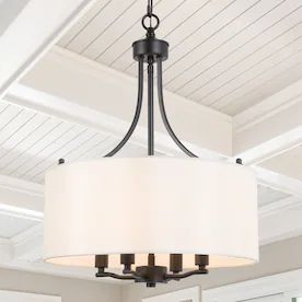 Drum Chandeliers at Lowes.com Trendy Dining Room, Drum Shade Chandelier, Cage Chandelier, Black Light Fixture, Entryway Lighting, Transitional Chandeliers, Pendant Lighting Dining Room, White Chandelier, Contemporary Chandelier