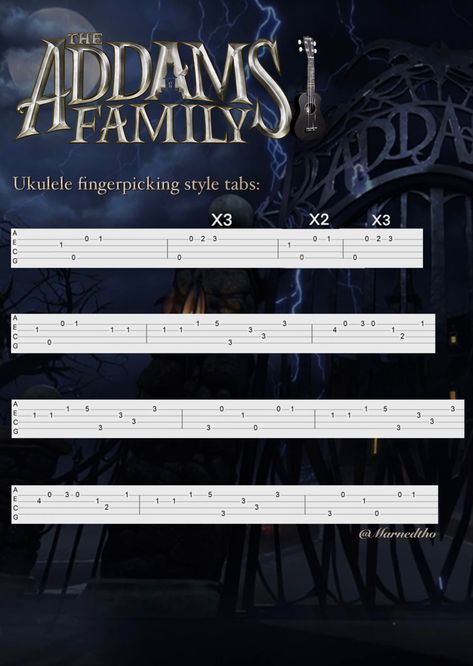 Halloween, ukulele, theme song, spooky, music, addams family, hunted house, moon, music tabs, learn ukulele Halloween Ukulele Songs, Ukulele Fingerpicking Songs, Ukulele Fingerpicking, Addams Family Theme, Uke Songs, Halloween Songs, The Addams Family, Family Theme, Ukelele