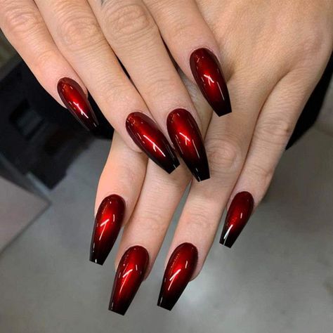 Fake Nails Long, Red Acrylic Nails, Valentine Nails, Nagel Tips, Coffin Press On Nails, Fake Nails With Glue, Makijaż Smokey Eye, Red Nail, Coffin Nails Long